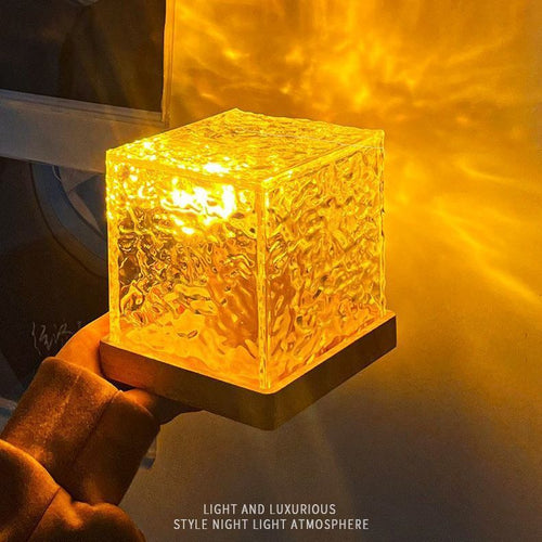 Dynamic Rotating Water Ripple Night Light 3 Colors Flame Crystal