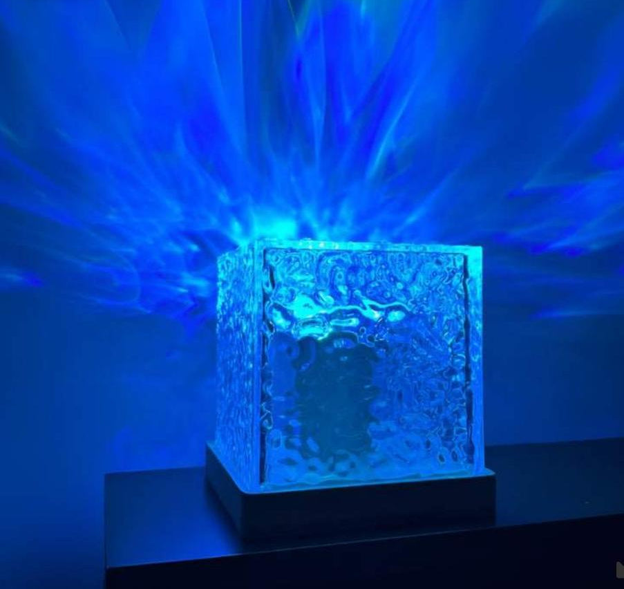 Dynamic Rotating Water Ripple Night Light 3 Colors Flame Crystal