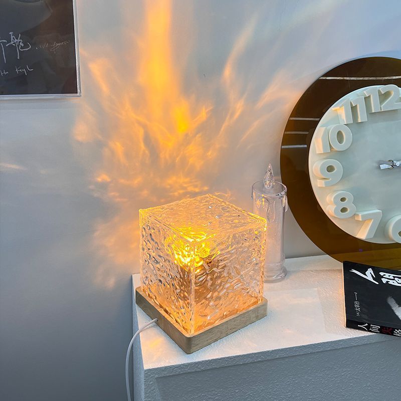 Dynamic Rotating Water Ripple Night Light 3 Colors Flame Crystal